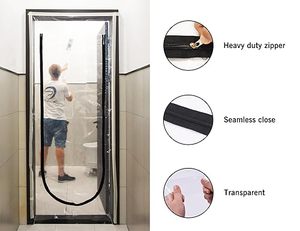 Porte à fermeture éclair en plastique souple PE étanche à l'humidité Protection contre la poussière Moulage par soufflage <span class=keywords><strong>Film</strong></span> étirable Transparent 1.2m X 2.2m pour usage domestique - Product Image 3