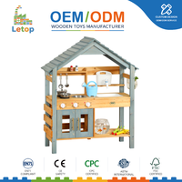 Ensemble de cuisine en bois d'extérieur pour enfants - Maison de jeu éducative Montessori avec design résistant aux intempéries