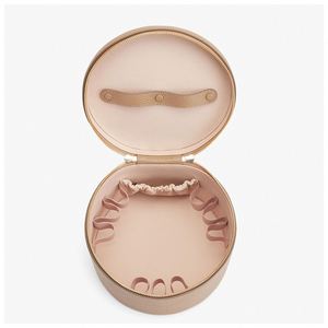 Luxury <b>Beige</b> Leather Travel Big Stand Jewelry Packaging <b>Box</b> With Ribbon - Product Image 3