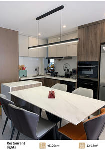 Lampu Gantung Panjang Mewah Hitam 30w Bentuk Persegi Panjang Gaya Nordik Modern Aluminium LED untuk Pulau Dapur - Product Image 4