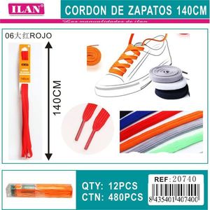 Laccio per scarpe Ilan 140 cm rosso piatto per sneakers - Product Image 3