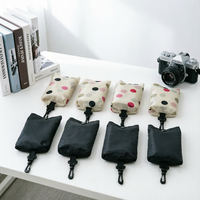 Sac de téléphone à bandoulière en polyester à motif de points avec logo personnalisé, sac de courses pliable écologique recyclable réutilisable pour supermarché