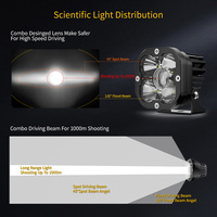 Projecteurs LED pour montants A de 3 pouces, portée de 1000 m, étanches IP68, pour Jeep Wrangler, Ford Bronco, SUV