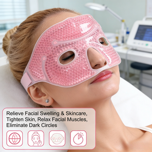 Maschera Flessibile per Occhi e Viso con Perle di Gel 32,5x13,8cm, Impacco Caldo/<span class=keywords><strong>Freddo</strong></span>, Sollievo dal Dolore, Riduzione del Gonfiore, Rassodamento della Pelle, Contro le Occhiaie - Product Image 1