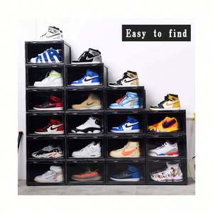 <b>Shoes</b> Storage Box Transparent Plastic Stackable <b>Shoe</b> Box Case Home Drop Front <b>Shoe</b> Storage Box - Product Image 2