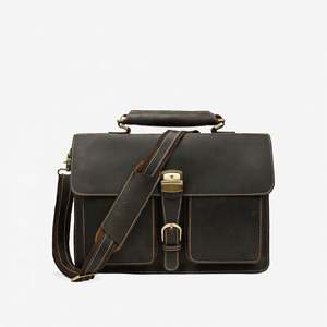 Porte-documents pour ordinateur portable de 16 pouces en cuir Crazy Horse bordeaux, sac à main de bureau pour hommes, sacoche - Product Image 3