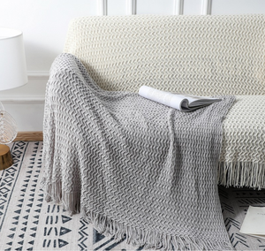 Serviette de canapé en tricot 100% coton polyester blanc, jeté de canapé, couverture de canapé douce et confortable, tissée pour canapé - Product Image 6