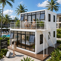 Maisonnette conteneur de luxe personnalisée de 16 pieds - Villa mobile moderne préfabriquée en acier léger, maisonnette compacte en kit