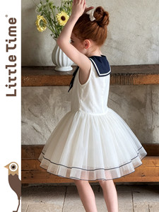 <span class=keywords><strong>Robe</strong></span> de princesse <span class=keywords><strong>chic</strong></span> <span class=keywords><strong>pour</strong></span> filles Littletime, style preppy, col marin, imprimé, sans manches, jupe en tulle, été - Product Image 2
