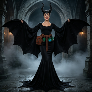 Conjunto de Disfraz de <span class=keywords><strong>Rey</strong></span> Brujo de Halloween: Tocado con Cuernos, Vestido de Bruja, Cinturón con Bolsa para Frascos de Pociones, Accesorios para Juego de Rol, Cosplay, TV y Cine - Product Image 3