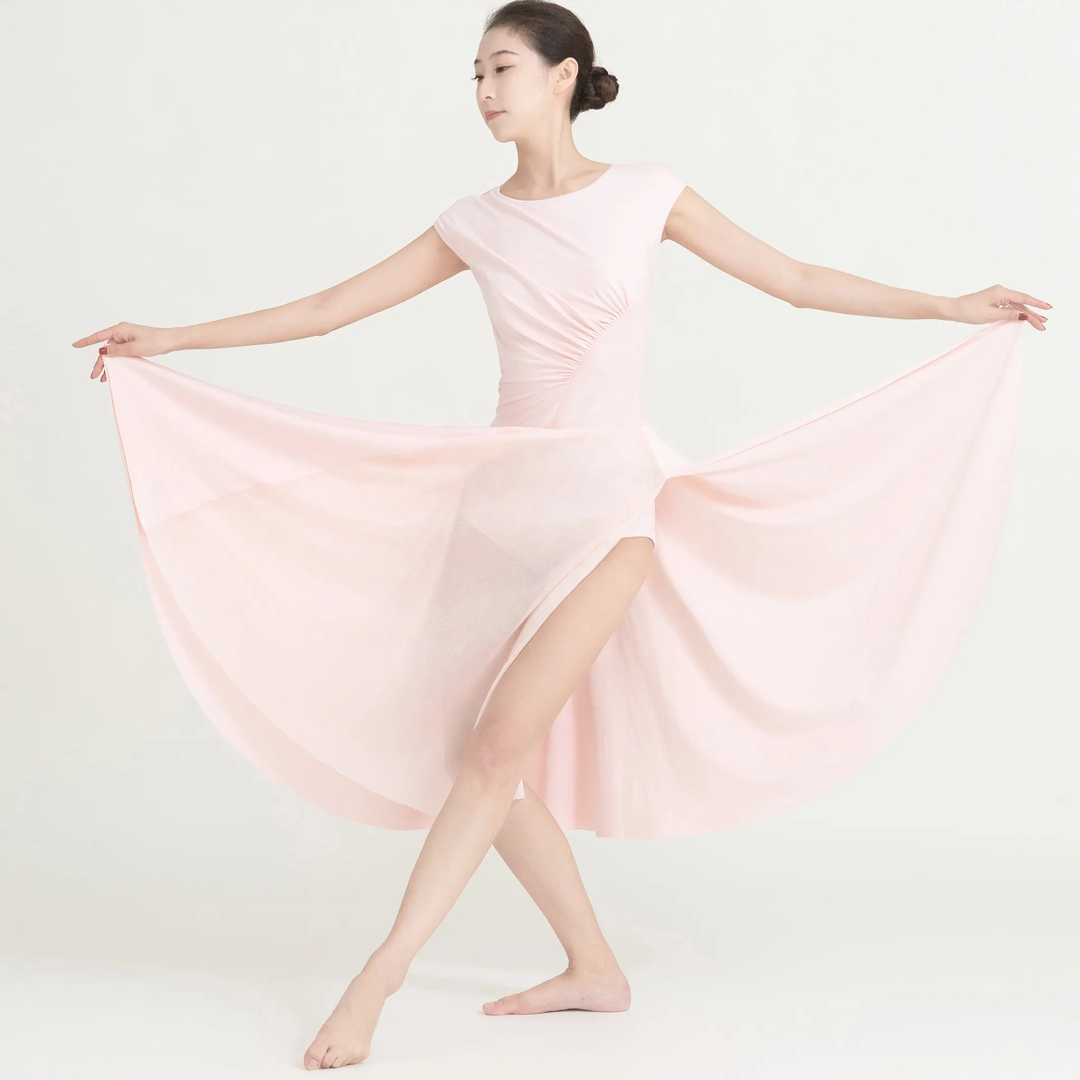 pink spandex latin dance dress soft stretch mesh girl jazz dance wear adult lyrical stage performance dance costume