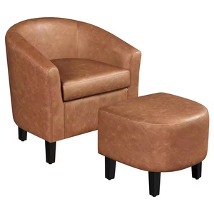 Luxurious Velvet Padded Living Room <strong>Armchair</strong> with Matching <strong>Stool</strong> for Hotel Lobby Lounge <strong>and</strong> Modern Home Bedroom - Product Image 2
