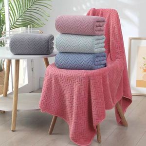 Coral Fleece Knitted Edge Series Soft Absorbent Hypoallergenic Solid Color & <b>Bath</b> <b>Towel</b> <b>Set</b> for Home Family Use - Product Image 1