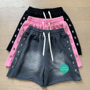 Shorts Hell Washed Star <span class=keywords><strong>nero</strong></span> Casual 100% cotone a metà vita con chiusura a coulisse con motivo in tinta unita lavorato a maglia per l'estate - Product Image 5