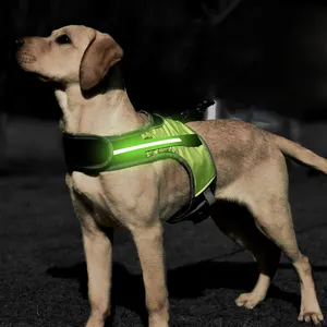 Led Bercahaya Pet Dog Harness Flash Rompi Dada Malam Keselamatan Bersinar Berkedip LED Menyala Led Harness Anjing untuk Anjing