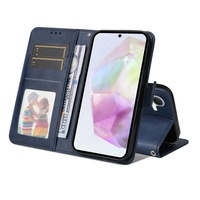Étui pour carte et portefeuille, étui pour livre pour Samsung A56, étui moderne Folio Hoesje, étui pour livre, portefeuille à rabat, étui en cuir PU, portefeuille pour téléphone portable - Bleu