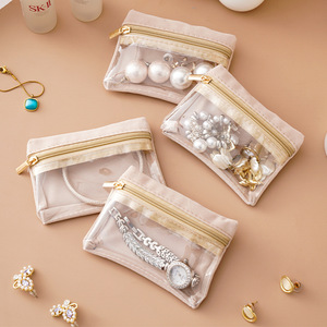 Sac de rangement pour bijoux, fermeture éclair transparente, léger, pour colliers, boucles d'oreilles, bagues, voyage, usage domestique - Product Image 4