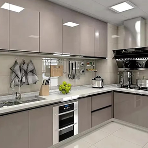 <span class=keywords><strong>Cuisine</strong></span> moderne <span class=keywords><strong>de</strong></span> luxe, armoires modulaires, éclairage LED intégré, finition haute brillance personnalisée, panneau <span class=keywords><strong>de</strong></span> mélamine spacieux, bois, villa - Product Image 5