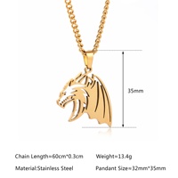Fabricant en gros en acier inoxydable aucun ne se décolore rétro dominateur Dragon flamme Dragon pendentif nouveau collier