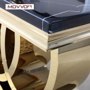 Modernization Design <strong>Marble</strong> <strong>Top</strong> and Stainless Steel Base Gold Dining <strong>Table</strong> - Product Image 4