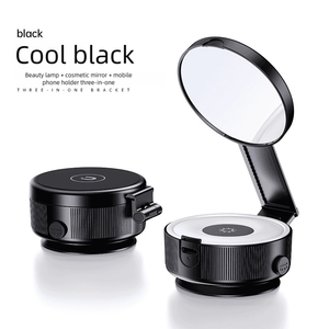 Soporte de Teléfono para Auto Plegable 3 en 1, Ultraligero de Aluminio de 136g, con Espejo de Maquillaje para Ventilación y Transmisión en Vivo - Product Image 1