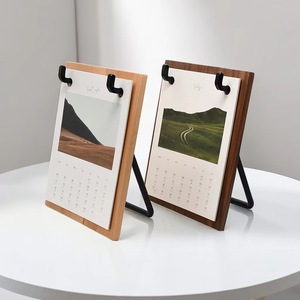 Solid Wood Desk <b>Calendar</b> Stand 2026 Digital Printing Nordic Design Office Gift - Product Image 4
