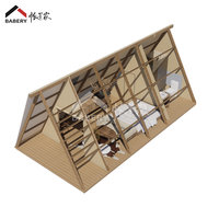 Luxury Glamping Safari All-Season Triangular Timber Tent Solid Wood Construction High Wind Resistance Single Layer