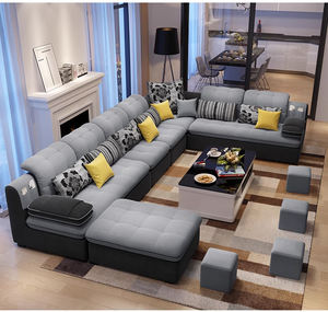 Grosir kain serat mikro putih kustom Sofa bagian ruang tamu dengan Ottoman paling nyaman untuk apartemen atau penggunaan Hotel - Product Image 1