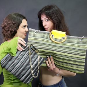Design di fascia alta qualità eccellente colore verde fatto a mano sivilia Navicella strisce Mini borse per le donne - Product Image 1