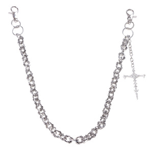 Hip Hop Punk Metal Waist Chain Cross Pendant Tibetan Silver Double <b>Ring</b> Daily Wear Fashion Body Chain - Product Image 5