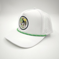 Casquette de baseball ajustable à 5 panneaux en polyester/coton avec visière incurvée, logo brodé à la main, motif Dobby, sportive, imperméable, pour le golf