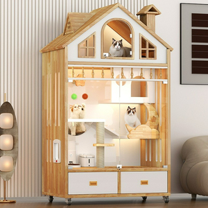 Jaula de madera para <span class=keywords><strong>gatos</strong></span> sin formaldehído, plataforma de percha segura para guardería, casa para <span class=keywords><strong>gatos</strong></span> personalizada para interiores de 4 niveles, Suite para dormir para madres <span class=keywords><strong>y</strong></span> gatitos - Product Image 6