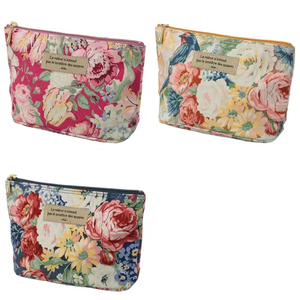 Borsa cosmetica da donna di qualità floreale con stampa etnica morbida e personalizzata per cosmetici da viaggio borsa cosmetica da donna pieghevole - Product Image 1