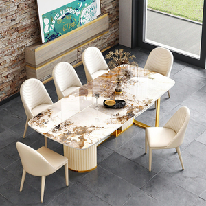 <span class=keywords><strong>Mesa</strong></span> de Comedor Moderna Nórdica de Mármol con Sillas, 6 Personas, <span class=keywords><strong>Mesa</strong></span> de Comedor de Lujo con Cubierta de Mármol a Precio Económico - Product Image 1