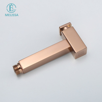 Melissa Modern Hotel Douchette WC murale verticale en laiton or rose à bouton-poussoir, pour lavabo et bidet
