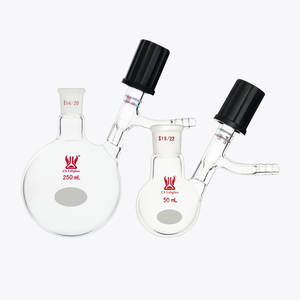 Verrerie de laboratoire personnalisée, récipient de réaction chimique, verre borosilicate transparent, flacons <span class=keywords><strong>Schlenk</strong></span> à fond rond avec valve à vide élevé - Product Image 2