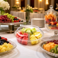 Boîte à fruits en plastique PET transparente personnalisée, plateau rond à 3 compartiments avec couvercle en dôme, emballage transparent de qualité alimentaire jetable, vente en gros