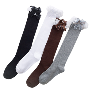 Lace Trim Bow Decorated Stretch Womens <b>Socks</b> Taiwan Made Elegant <b>Knee</b> <b>High</b> Fashion Elastic Ladies Decorative <b>Socks</b> - Product Image 1