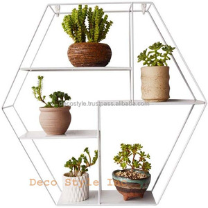 Étagère de rangement murale hexagonale pour salle de bain, support métallique, rétro - Product Image 1