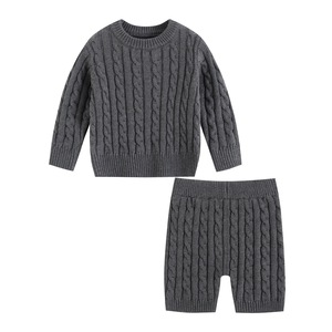 Ensemble de vêtements pour bébé en tricot torsadé pour l'automne et l'hiver, pantalon uni, pyjama pour bébé de 1 à 3 ans - Product Image 3