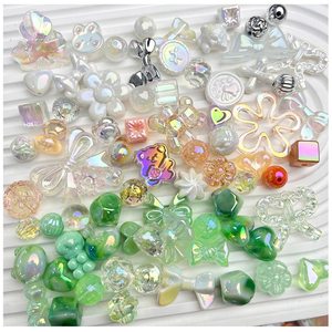 100g/Sacs Perles acryliques électroplaquées de formes variées pour accessoires DIY, perles en vrac pour bracelets, colliers DIY en plastique de styles et couleurs variés - Product Image 4
