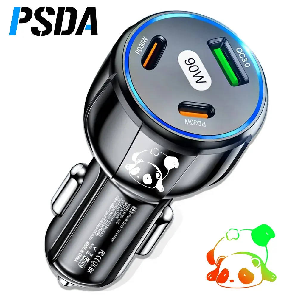 Caricabatteria da auto PSDA 90W USB C QC3.0 caricatore rapido USB per telefono cellulare in adattatore di alimentazione PD Type C per iphone 15 14 Xiaomi poc