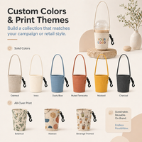 Sac fourre-tout en toile premium avec fond intégral et longue poignée en ruban, personnalisable avec logo, réutilisable pour le transport de boissons (café, lait, thé)