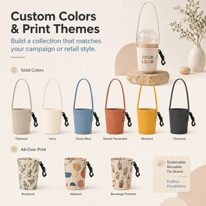 Sac fourre-tout en toile premium avec fond intégral et longue poignée en ruban, personnalisable avec logo, réutilisable pour le transport de boissons (café, lait, thé) - Product Image 6