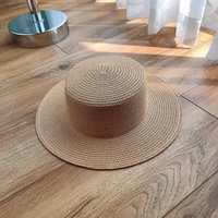Chapeau de paille à dôme personnalisé avec logo, style français populaire, chapeau de plage à calotte plate, protection solaire respirante, vente en gros