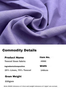 220gsm 75% 天丝25% 亚麻面料亲肤吸湿清凉感透气衬衫阔腿裤连衣裙 - Product Image 4