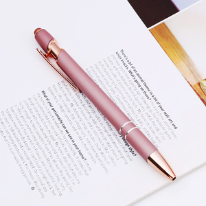 Stylet 2 en 1 en or rose avec écran tactile souple Stylos à bille en métal personnalisés pour les cadeaux - Product Image 3