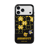 Coque de téléphone AG Feeling Black Edge avec motif puzzle doré pour iPhone 17, 17 Pro Max, 16 Pro, 15 – Coque magnétique