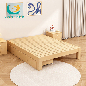 Khuyến mãi nóng: Giường ngủ khung gỗ liền khối hiện đại kiểu Tatami, thiết kế đơn giản có giá để đồ, cỡ <span class=keywords><strong>Full</strong></span>, dùng cho nhà ở và khách sạn, làm bằng gỗ. - Product Image 3