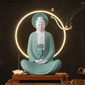 Statue en céramique d'inspiration zen Bouddha Shakyamuni, Bouddha Amitabha, Grand Bodhisattva Avalokitevara, Trois Bouddhas du Sud-ouest - Product Image 3